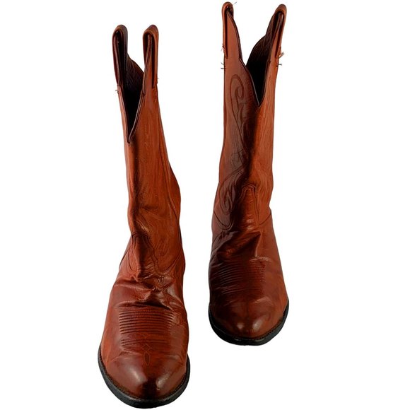 TONY LAMA‎ Style 6383 Cognac Lama Calf Leather Western Boots main image 8